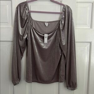 GAP Silver  Ruched Long Sleeve Blouse